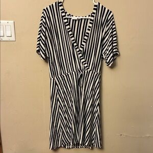 Chic Black and White Striped Mini Dress